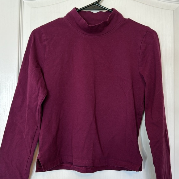 The North Face Long Sleeve Cropped Mock Neck T-Shirt Berry Large - Picture 1 of 10